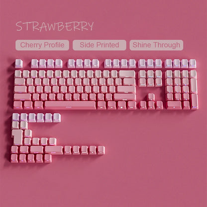 Babysbreath Side Print Shine Through Keycap Cherry Profile Double Shot PBT Keycaps 130 Key for Cherry MX Switches Gamer Keyboard