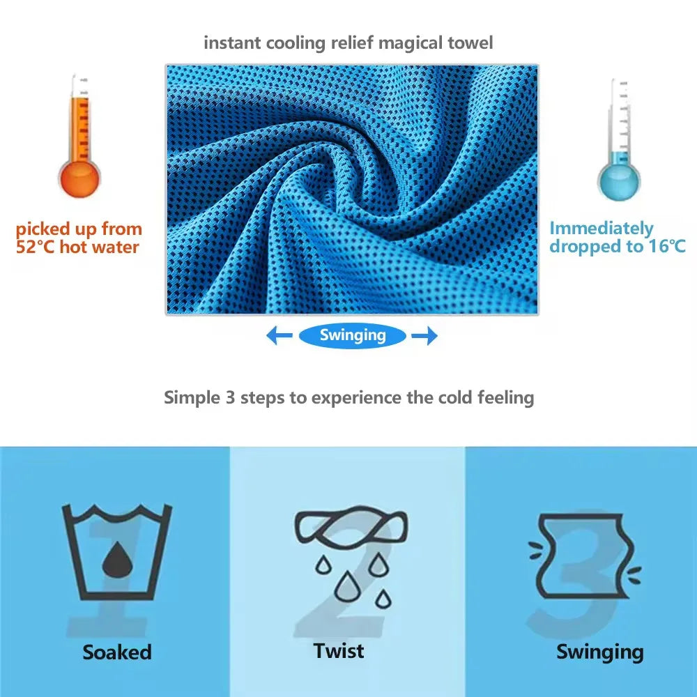 Summer Ice Silk Cold Sensation Sports Towel Outdoor Fitness Cool Towel Quick-drying Sweat-absorbing And Cooling Silicone Sleeve