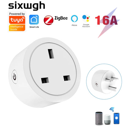 UK Zigbee Smart Plug with Energy Monitoring|Tuya Smart Life App Remote Control|Timer, Supports Alexa & Assistant|Device Sharing