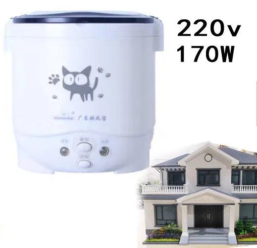 Electric Mini Rice Cooker Portable MultiCooker Household Rice Cookers 12V 24V 220V Pot Cooking Machine Pans For Car Truck Home