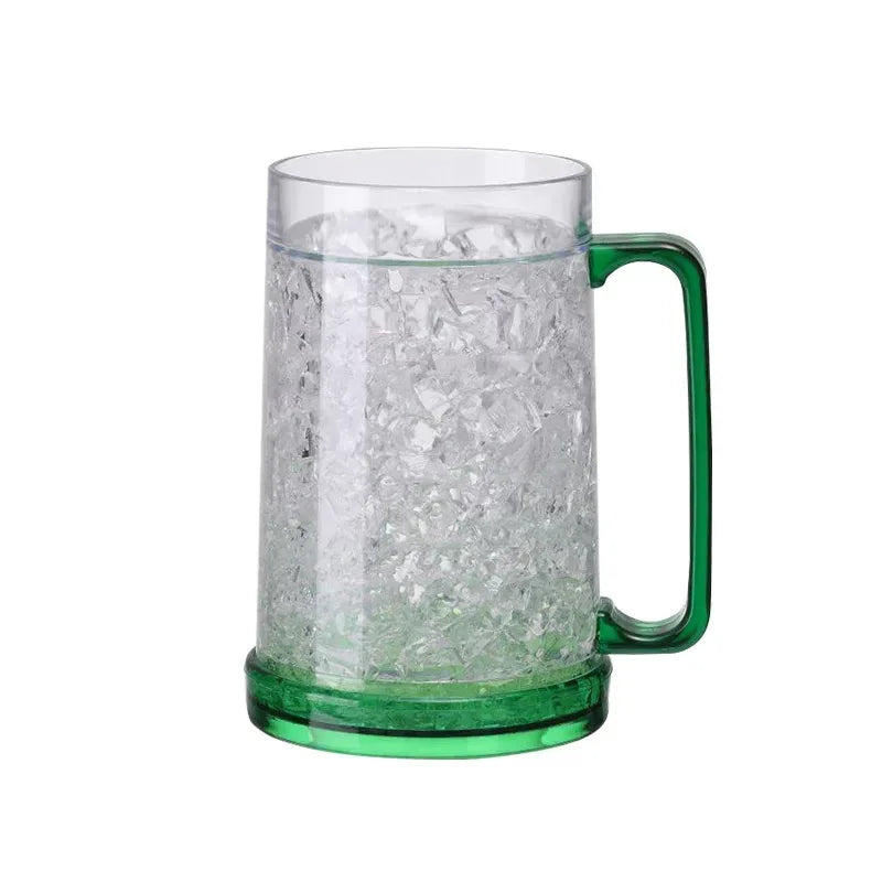 Double Wall Gel Frosty Freezer Ice Mugs Beer Mug with Handles Transparent Whiskey Glasses for Bar Outdoor Drinking Glasses