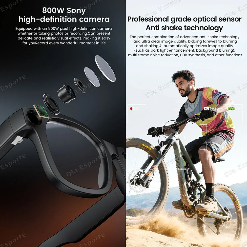 Smart Glasses AI Translation，Photography, Videography，Audio Recording WiFi Transmission Functio Color-Changing Smart Sunglasses
