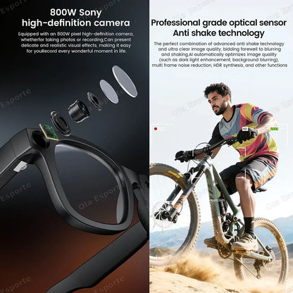 Smart Glasses AI Translation，Photography, Videography，Audio Recording WiFi Transmission Functio Color-Changing Smart Sunglasses