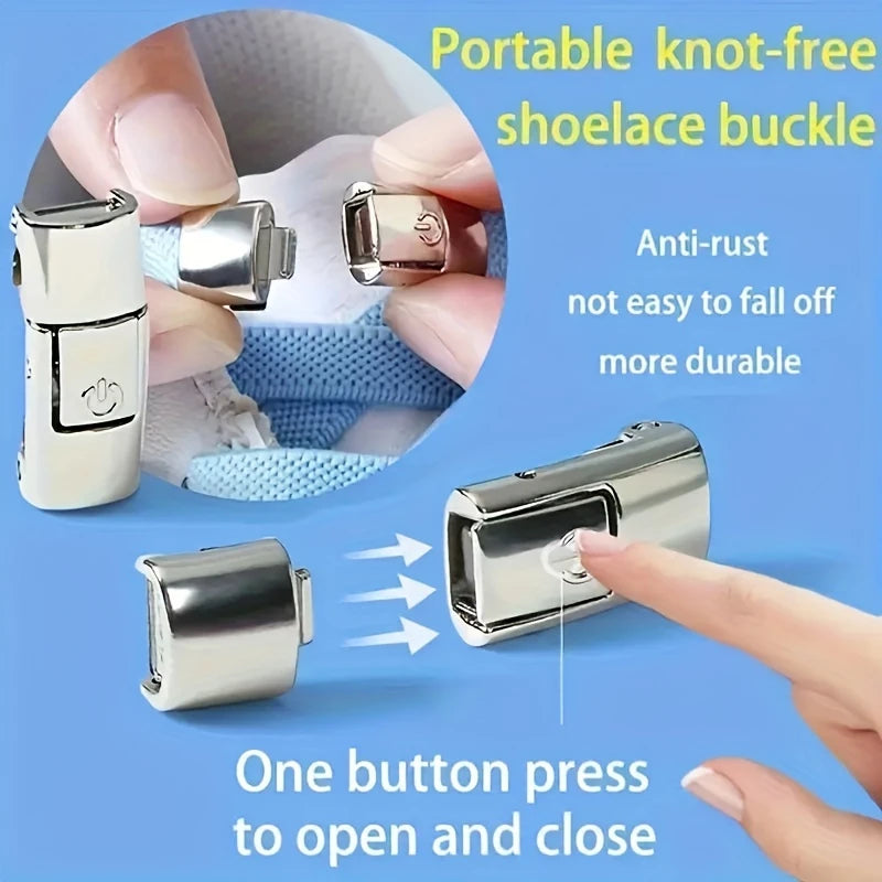 10PCS Shoelaces Buckle Lock Metal Quick-Release No-Tie Shoe Laces Stylish Press-On Buckle Locks- Hassle-Free, Adjustable Fit