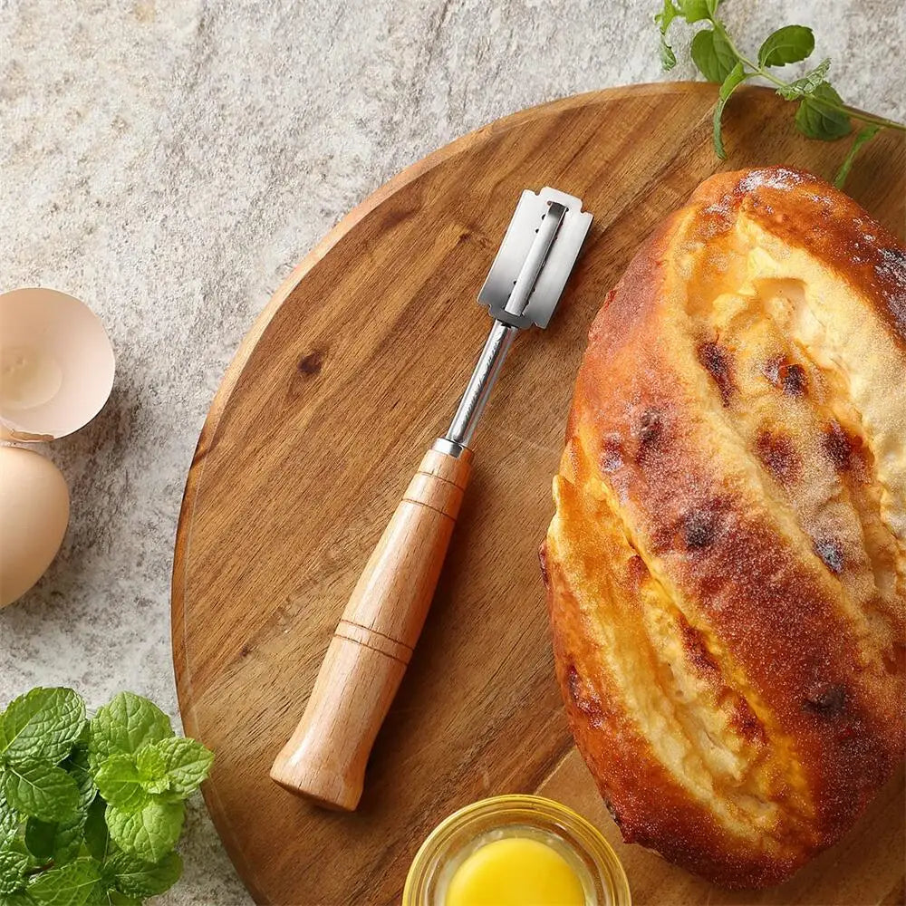 304 Stainless Steel Dough Whisk with Smooth Wooden Handle Sourdough & Bread Mixing 13 Inch Danish Dough Whisk Bread Tools
