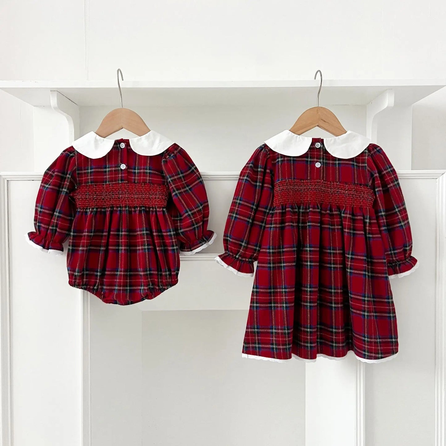 New Year's Party Clothes ﻿Christmas Toddler Kids Baby Girls Clothes Sister Matching Xmas Bodysuit Dress Outfits Red Plaids Sets