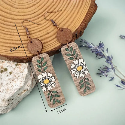 wooden earrings literary fashion high-end ladies earrings, suitable for ladies daily/vacation/party/Mother's Day gifts