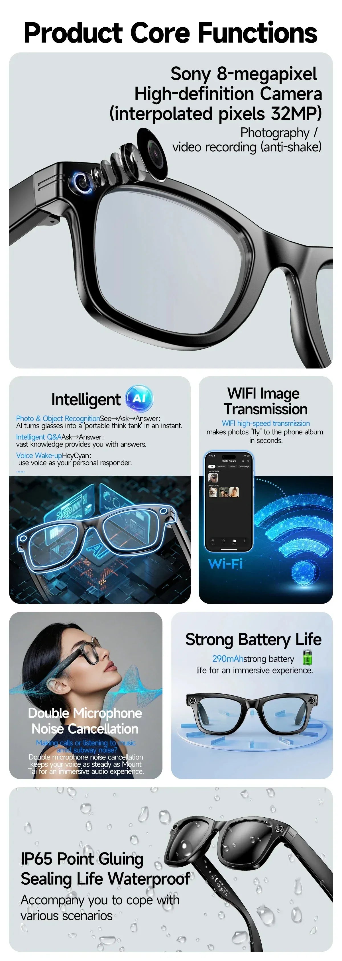 Xiaomi 8K Camera AI Glasses Smart Translation Color-Changing Waterproof Glasses Video Recording Photo Call Smart Sunglasses