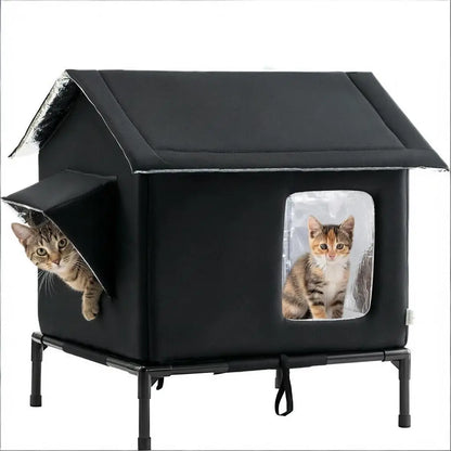Elevated Pet House-Bed Moisture-Proof Design Cat House Weatherproof for Indoor or Outdoor Use Fits Small or Medium Pets