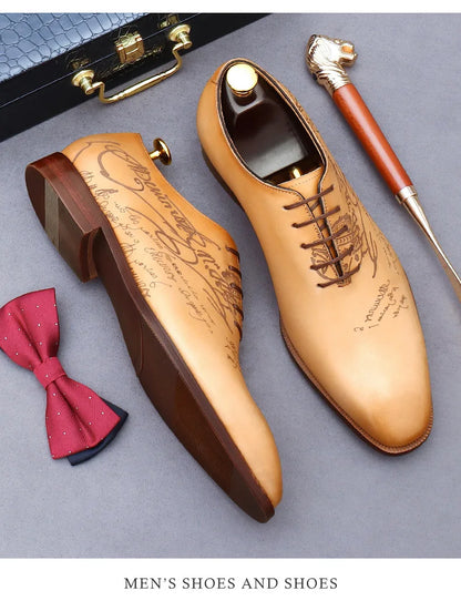 British Trend Mens Dress Shoes Elegant Genuine Cow Leather 2023 Autumn Designer New Style Oxfords Wedding Social Shoes Man