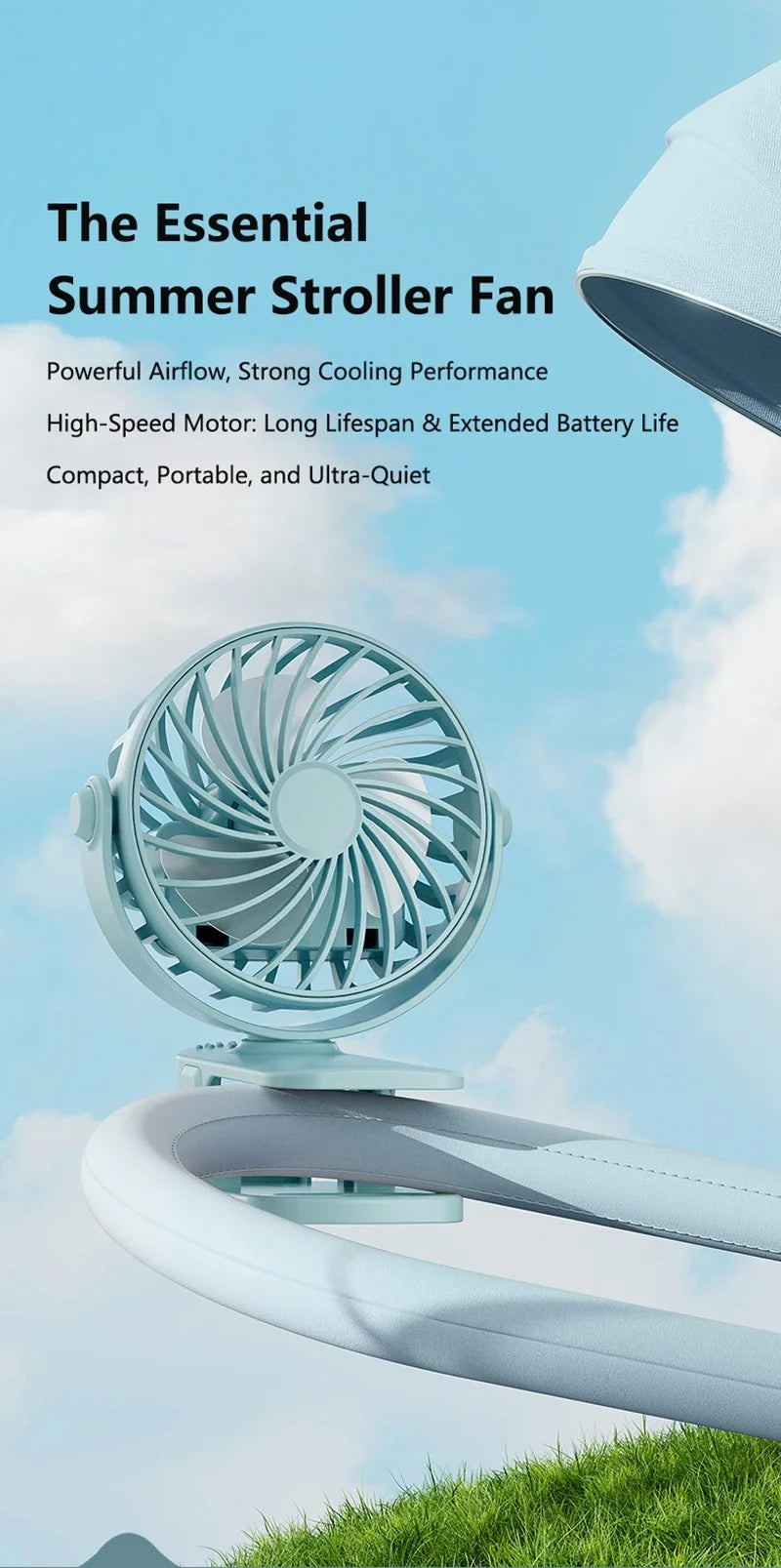 Portable Mini Cooler Fan 720°Rotatable Clip Fan Built In Night Lamp USB Rechargeable Personal Fan For Outdoor Camping Ventilador