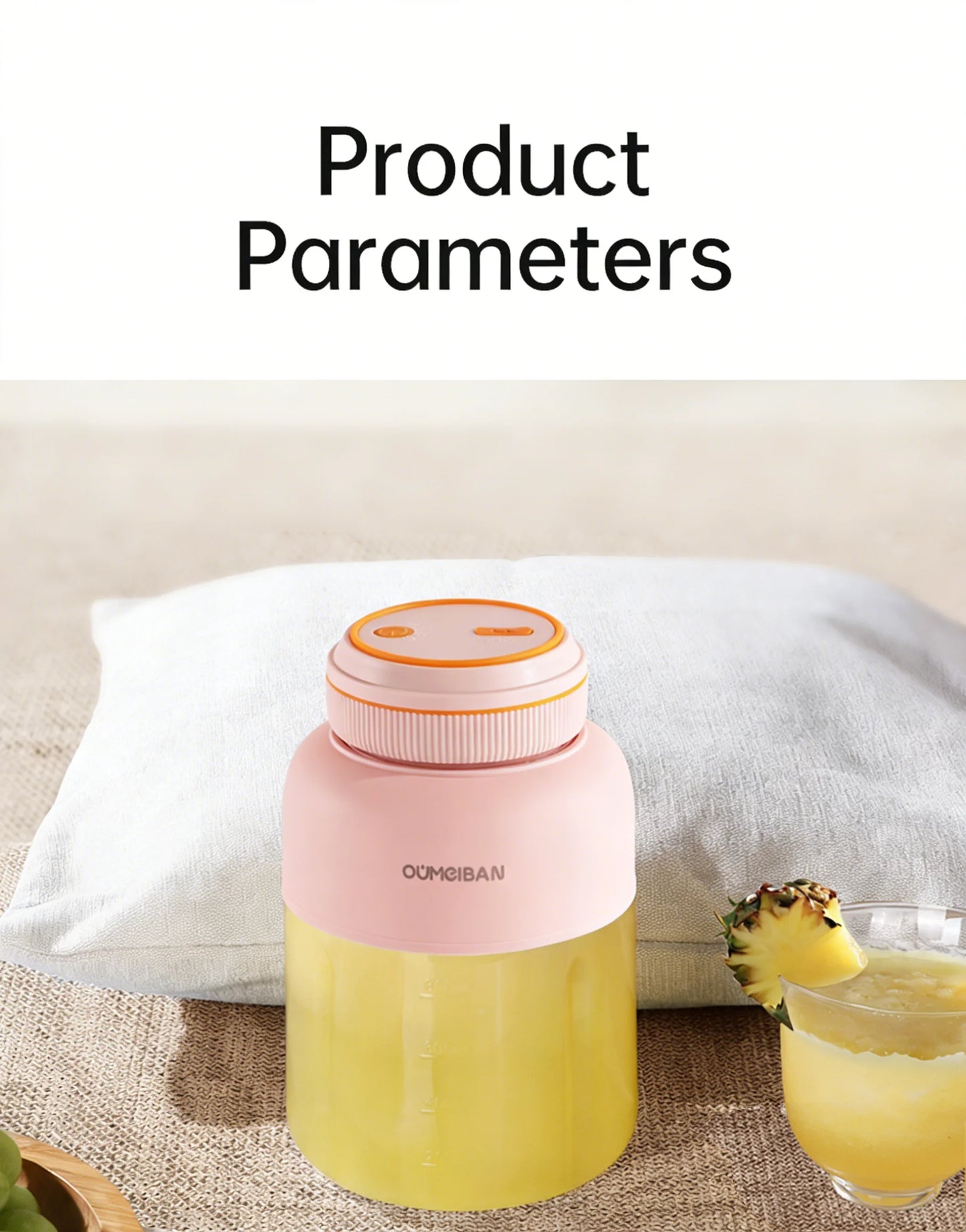 High Aesthetic 1300ml Large Capacity USB Rechargeable Portable Blender Juicer, Kitchen Fruit Juicer, Food Prep