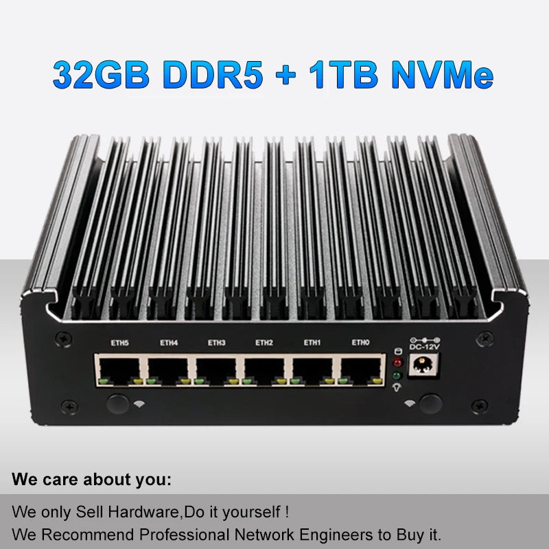 Intel Pentium Gold 8505 Soft Router 6 Lans I226-V 2.5G Fanless Mini PC COM HD DP USB Type-C DDR5 SATA PfSense Firewall Appliance