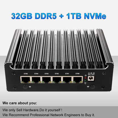 Intel Pentium Gold 8505 Soft Router 6 Lans I226-V 2.5G Fanless Mini PC COM HD DP USB Type-C DDR5 SATA PfSense Firewall Appliance