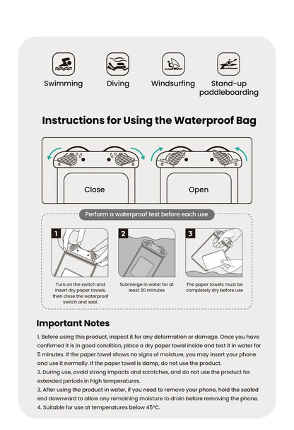 IPX8 Waterproof Phone Pouch 7.5" Universal Dry Bag Underwater Touch Screen Phone Casefor Swimming Rafting Beach