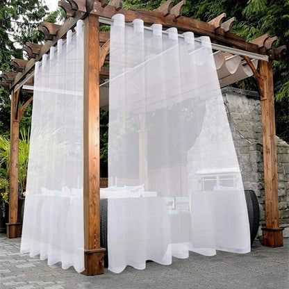 1 Pcs Outdoor Waterproof Sheer Curtain Translucent Bedroom Indoor Blackout Curtain Porch Pergola Patio Pavilion Terrace Curtains