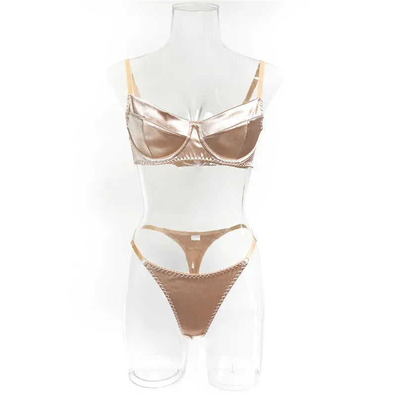 Sexy Bra Brief Sets Seamless Solid Brown Romantic Lingerie Women Vintage Thin Underwear Comfortable New Arrival Exotic Sets