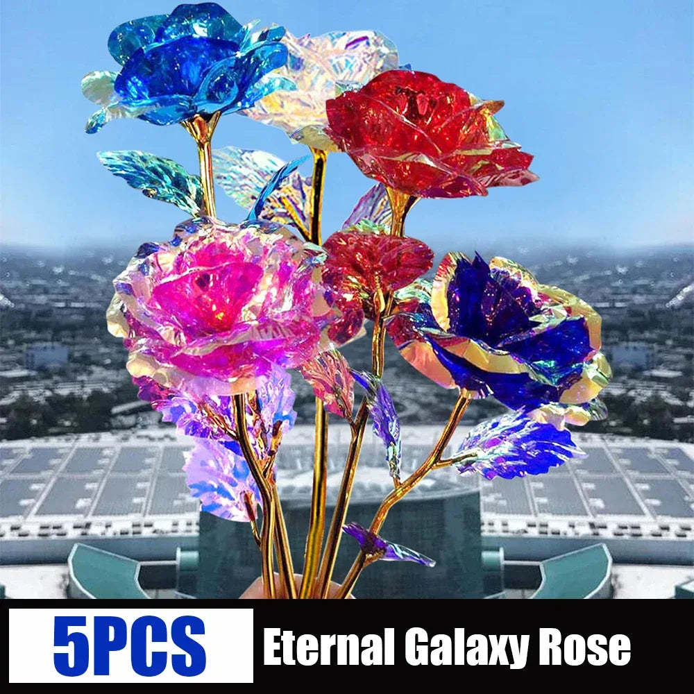5-50PCS Simulation Artificial Rose Flower Diy Foil Plated Rose Lasts Forever Love Wedding Decor Roses Valentine's Day Gift