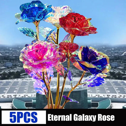 5-50PCS Simulation Artificial Rose Flower Diy Foil Plated Rose Lasts Forever Love Wedding Decor Roses Valentine's Day Gift