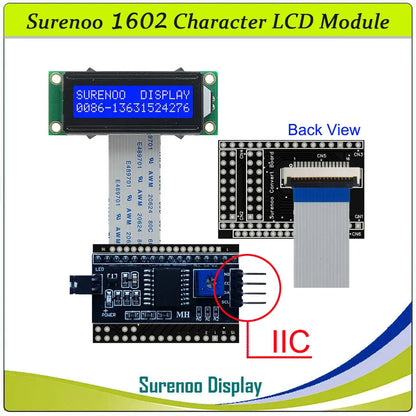 Surenoo 162 16X2 1602 Smaller Character LCD Module Display Screen LCM STN Yellow Green Blue Negative White Yellow LED Backlight