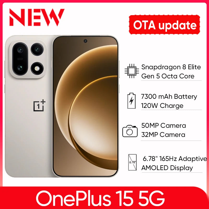 [New Launch] Oneplus 15 5G NFC 6.78"165Hz AMOLED Display 7300mAh Battery 120W SUPERVOOC 50MP Camera  Snapdragon 8 Elite Gen 5