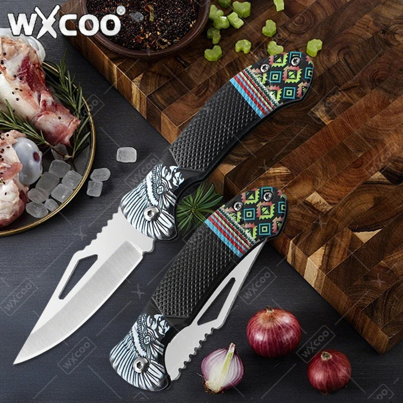 WXCOO Folding Knife Stainless Steel Cooking Kitchen Vegetable Knife Accessories Fruit Peeler Meat Cleaver Pocket Knife Kitchen