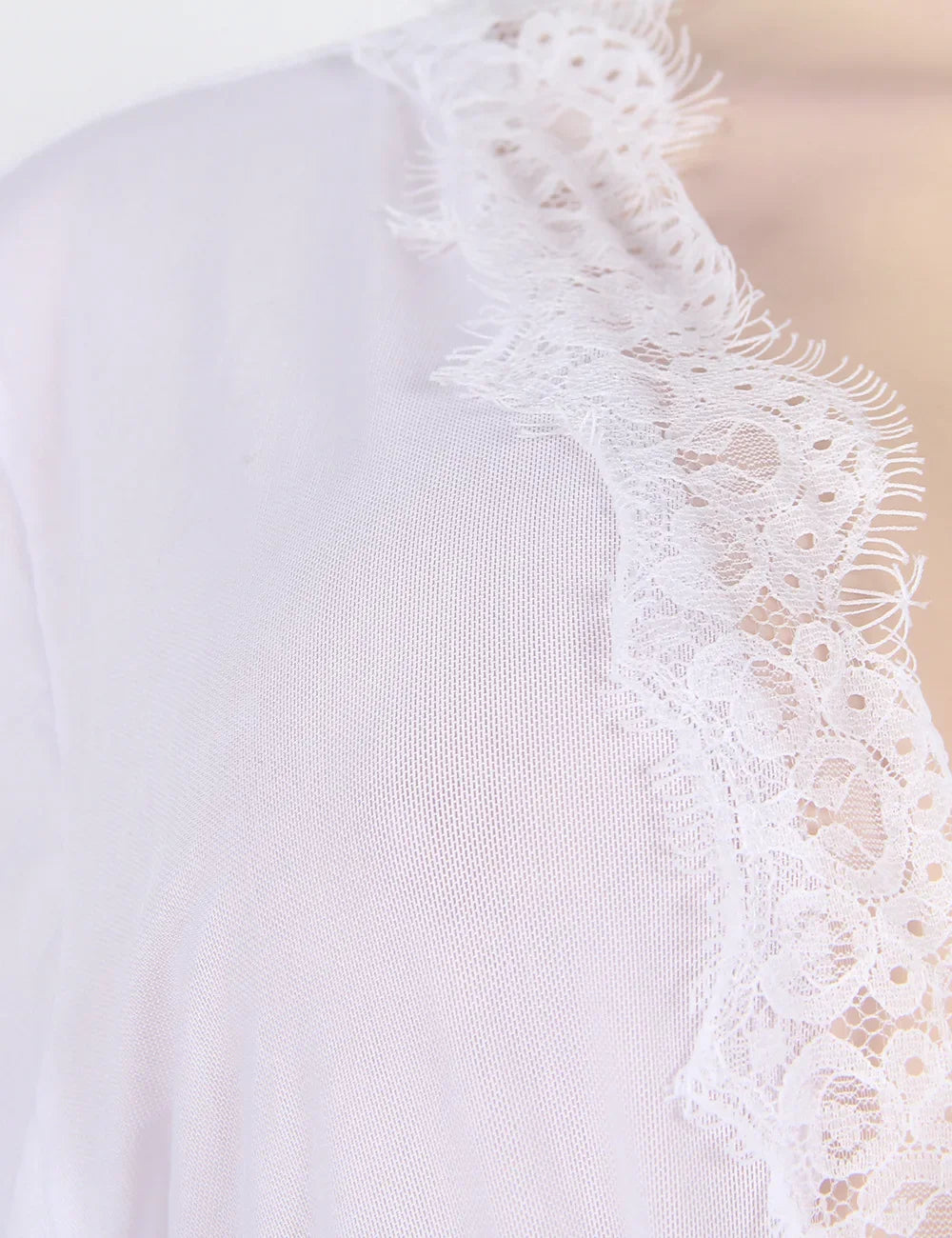 Women's Sheer Lace Kimono Robe, Long Sleeve V-Neck Belted Soft Bridal Wedding Lingerie Nightwear Multi-color