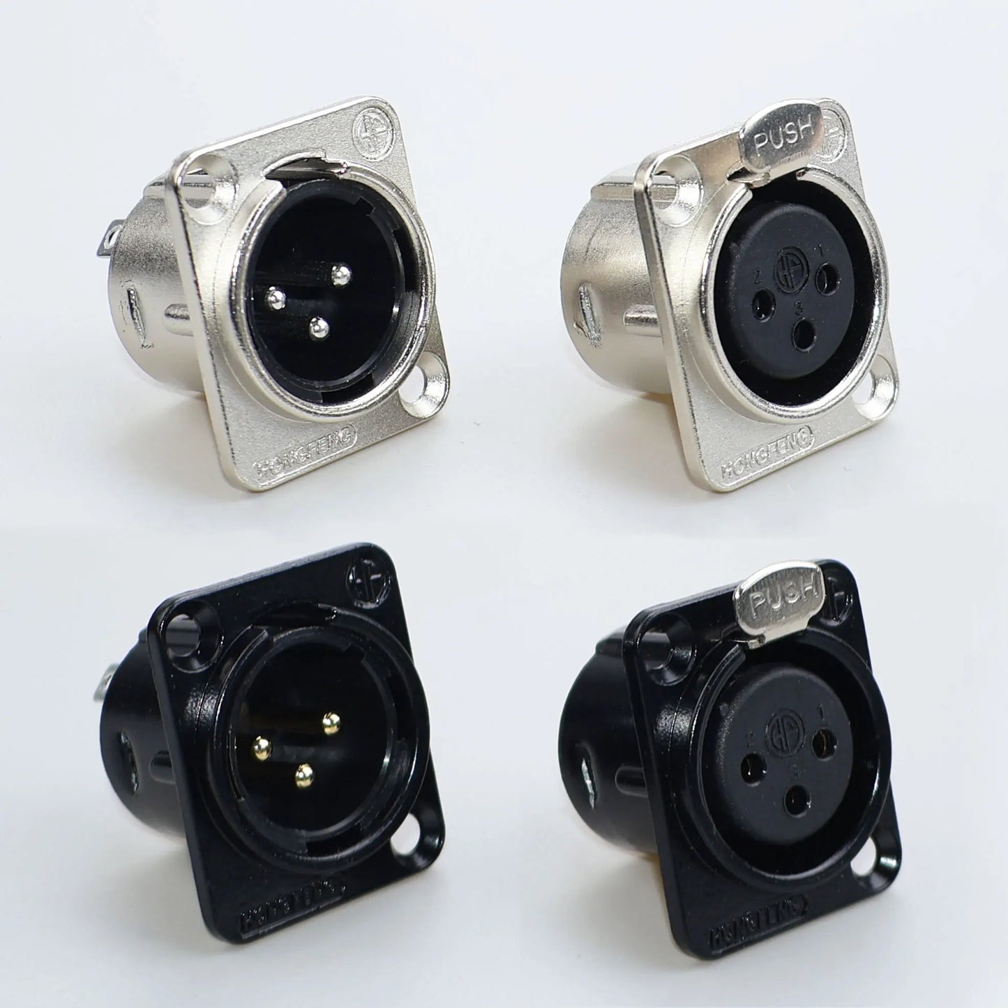 JCD XLR 3Pin Male/Female Microphone Audio Cable Plug Panel Pure Black Silver Copper Gold-Plated XLR Connector Socket