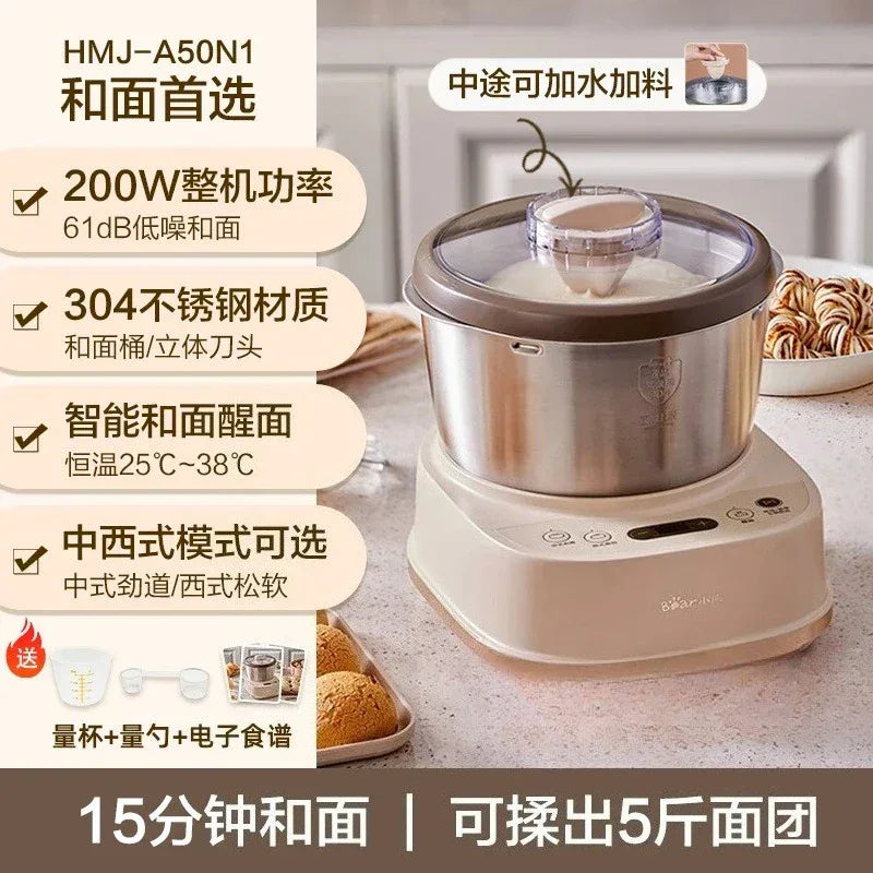 5L Electric Dough Mixer Household Timing Dough Kneading Machine Stand Mixer Microcomputer Control Flour Fermentation Mixer