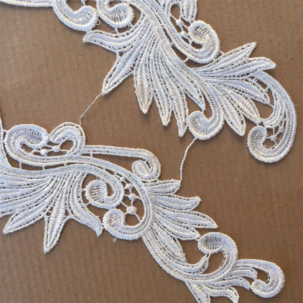 1~8 Pair Red Black White Water Soluble Embroidered Lace Fabric Flower Patch Wedding Dress Diy Flower Lace Applique Material