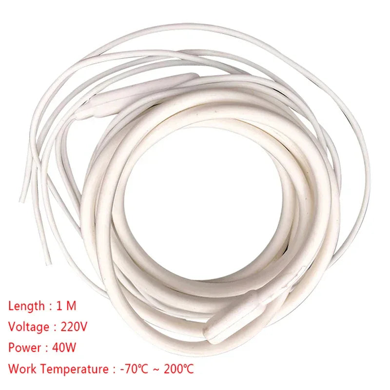 1 Meter 220V 70 Celsius 40W Waterproof Silicone Insulated Heater Wire Unfreezer for Drain-pipe Electrical Wires