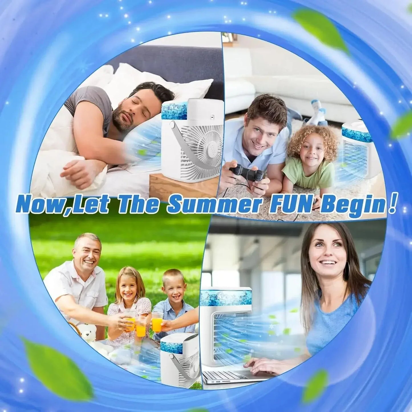 Portable Air Conditioner,3 Speed Personal Evaporative Air Cooler with Timer,450ml Water Tank Rechargeable,Quiet Portable Fan