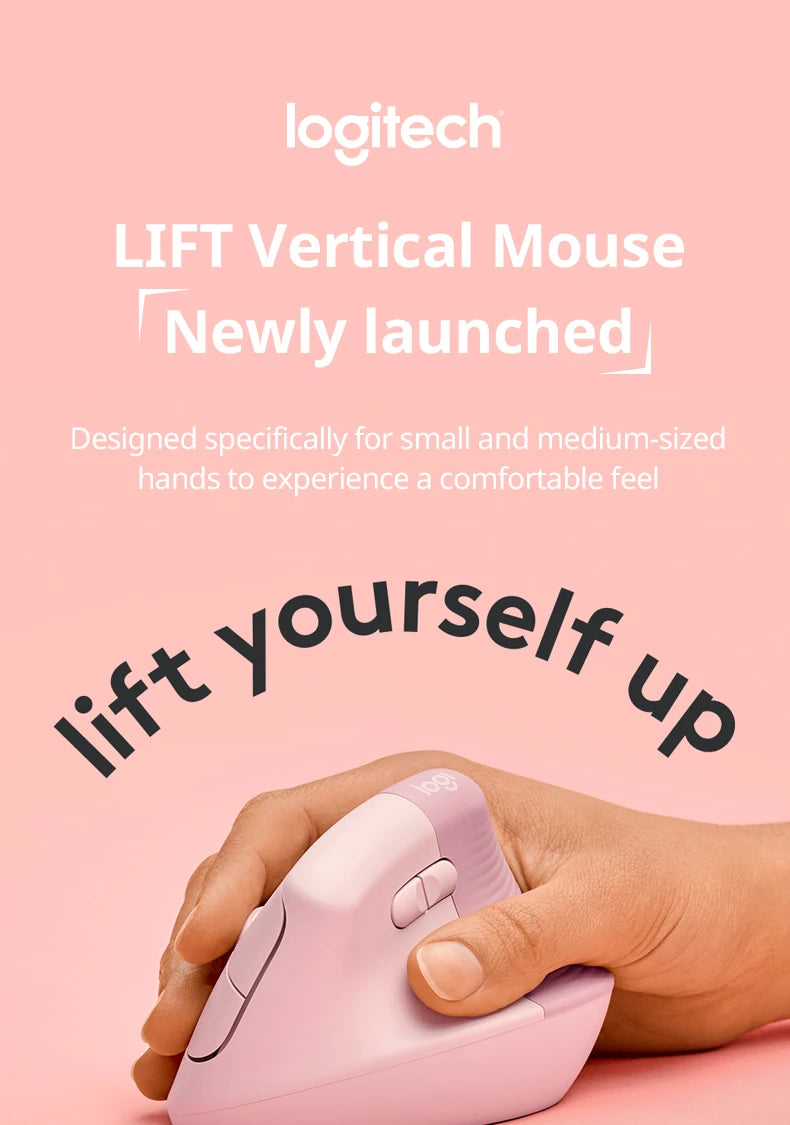 Logitech Lift Vertical Mouse  Ergonomic Wireless With Silent Click Bluetooth/Usb Dual Mode For Pc Laptop Tablet Wrist Pain
