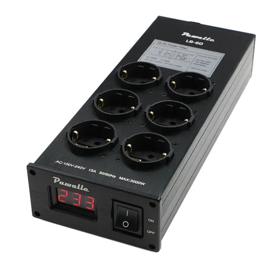 Pawalle LB60 EU power filter anti surge socket with overload protection and voltage display function