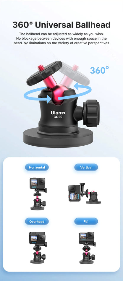 Ulanzi C029 Magnetic Tripod Ball Head Cloud Terrace for Gopro 7 8 9 10 11 12 Smartphone Action Camera Base Mount