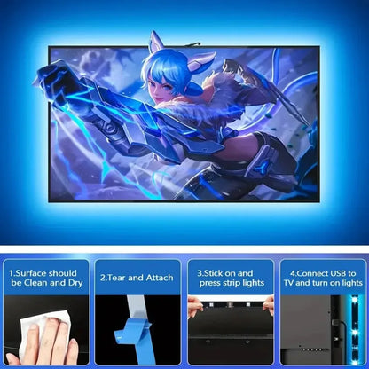 RGB-IC TV Backlight Strip With AR Color Sensor App Control with Music Sync RGB Ambient Light for 55 to 85 Inch Screen Backlight