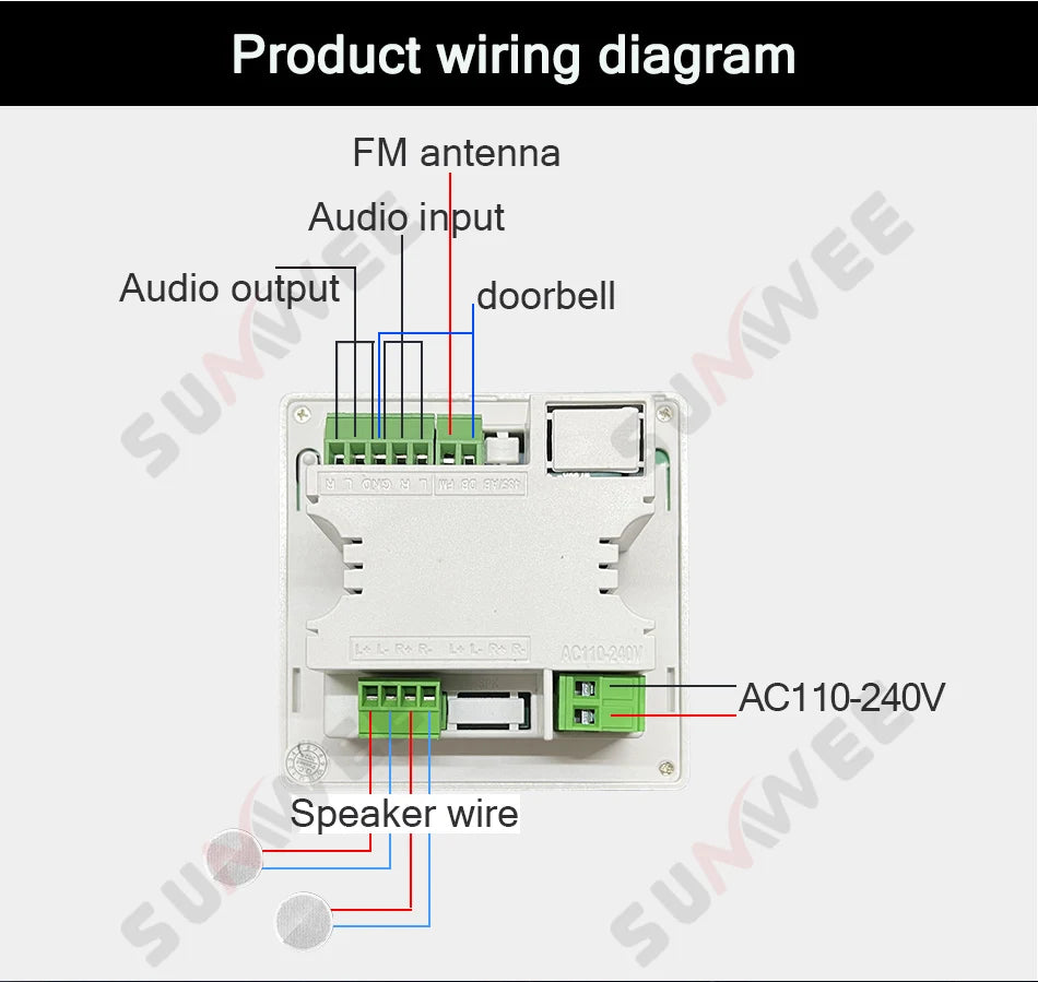 Home theater Background music system audio in wall power amplifier bluetooths player sound TF AUX control panel ceiling speakers