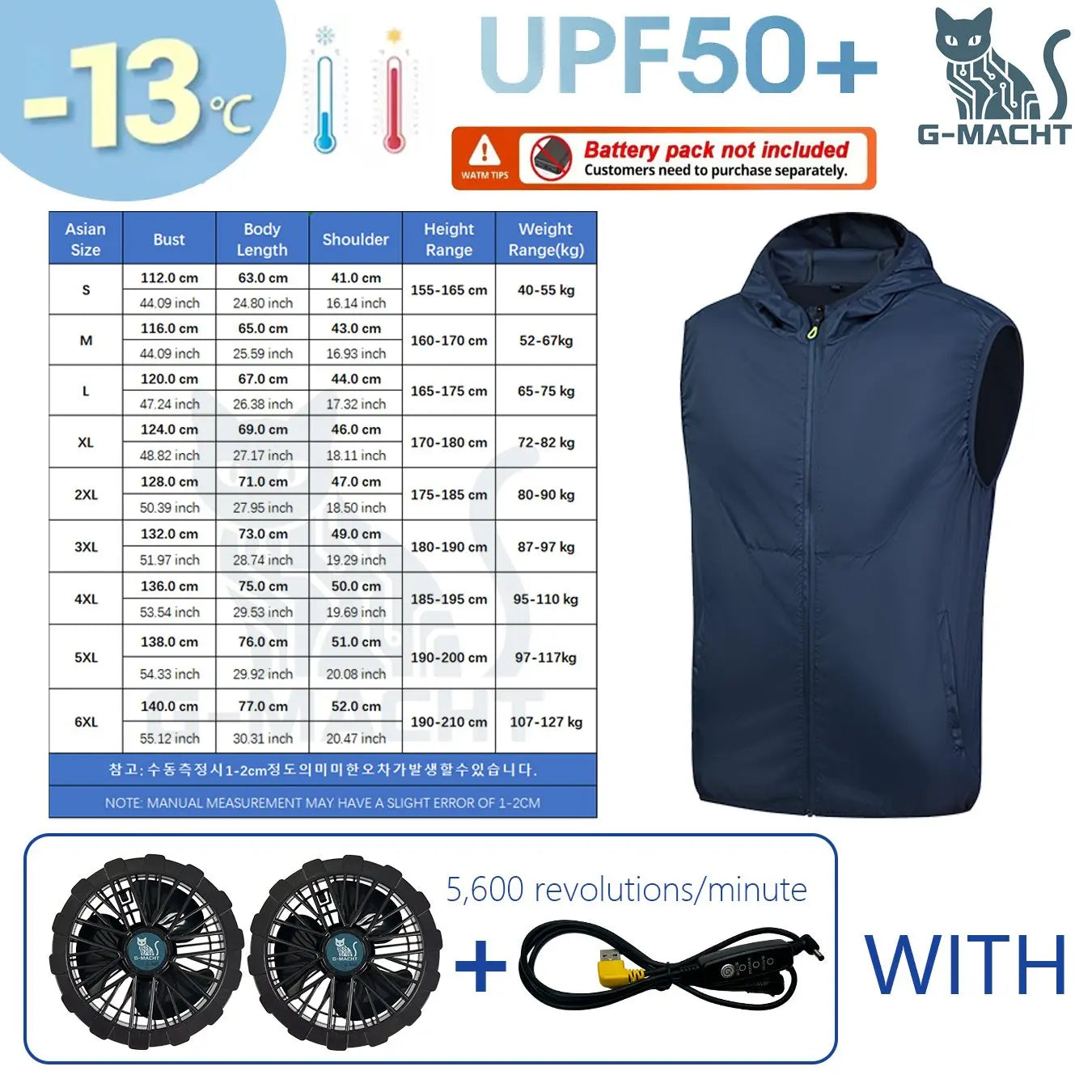Summer Cooling Vest Men USB Charging Fan Sleeveless Jacket Air Conditioning Clothing Breathable Cool Working Coat for Outdoor Wo