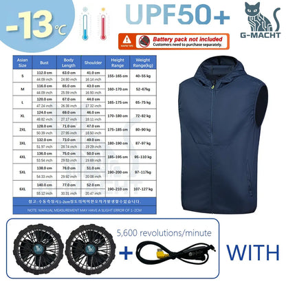 Summer Cooling Vest Men USB Charging Fan Sleeveless Jacket Air Conditioning Clothing Breathable Cool Working Coat for Outdoor Wo
