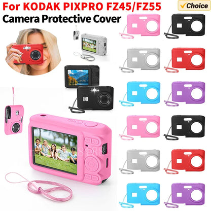 For KODAK PIXPRO FZ45 Soft Silicone Protective Case with Lanyard Slim Fit Camera Bag Camera Sleeve Camera Accessories