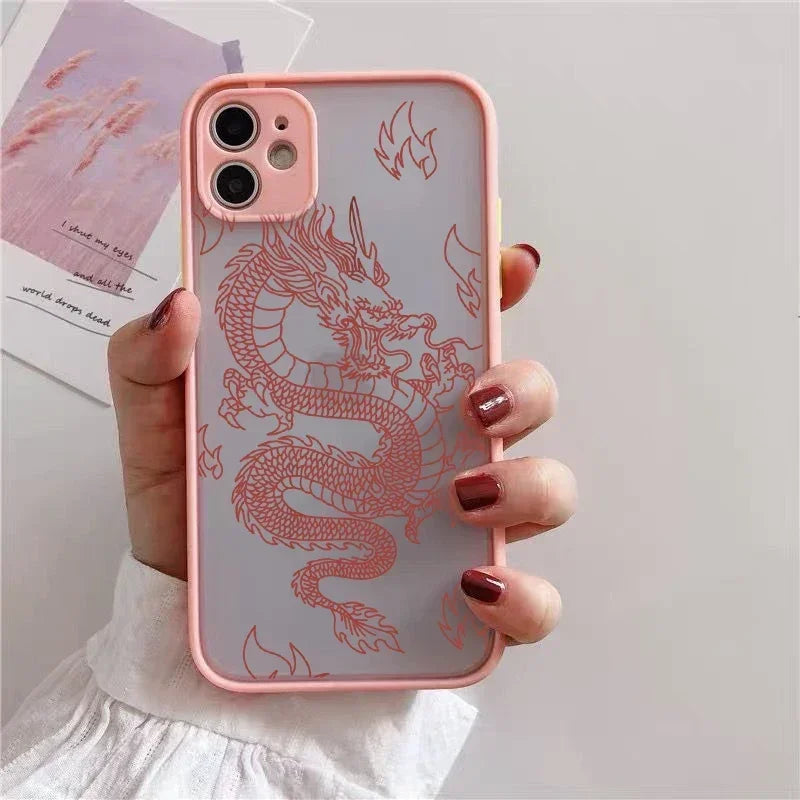 Fashion Purple Dragon Animal Pattern Phone Case For iPhone 16 15 14 13 12 11 Pro Max Mini SE 7 8 Plus Cover Glossy Hard Coque