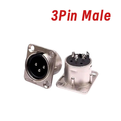 5pcs XLR Connector 3pin 4pin 5pin Male Female Panel Audio Microphone Jack Plug Connector Copper Contact Metal XLR Socket