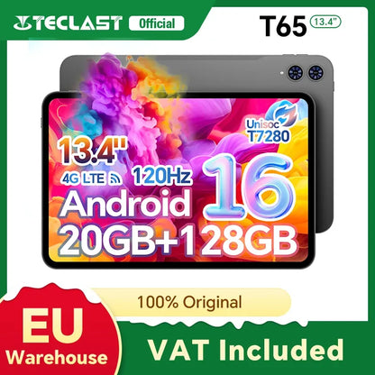 【New】2025 Teclast T65 13.4 Inch Android 16 Tablet 1920X1200 120Hz T7280 8-Core 20Gb Ram (8Gb+12Gb Expansion) 128Gb Rom 4g