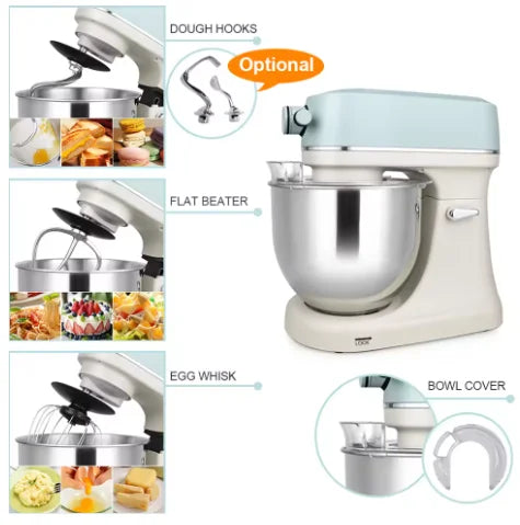 3 in 1 Stand Mixer Kitchen Food Processor Bread Cake Dough Mixer Electric Mixer Stand Machine DC Motor Super Silent
