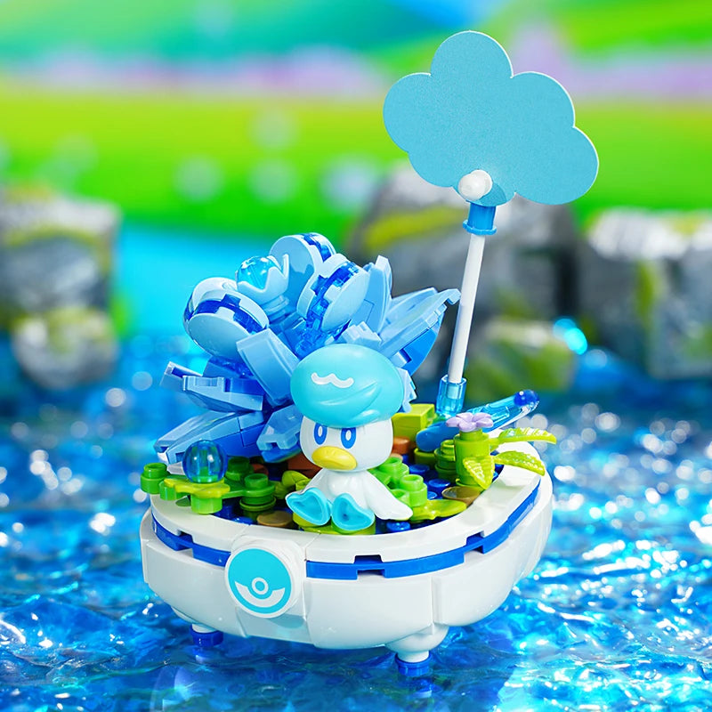Pokemon Building Block Pikachu Charmander Squirtle Model Toy Home Decoration Plant Potted Flower Brick Girl Toy Child Gift