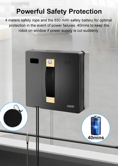 Robot Window cleaner ABIR WD8,Dual Water Spray,Smart Memory,High Vacuum Suction, Laser Sensor, Home Wall Glass Cleaning Robot