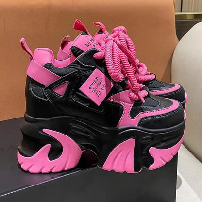 Bling Sports Shoes Women Platform Thick Sole Running Shoes Woman Sneakers Glitter Lightweight Casual Sparkling Women Shoes Pink