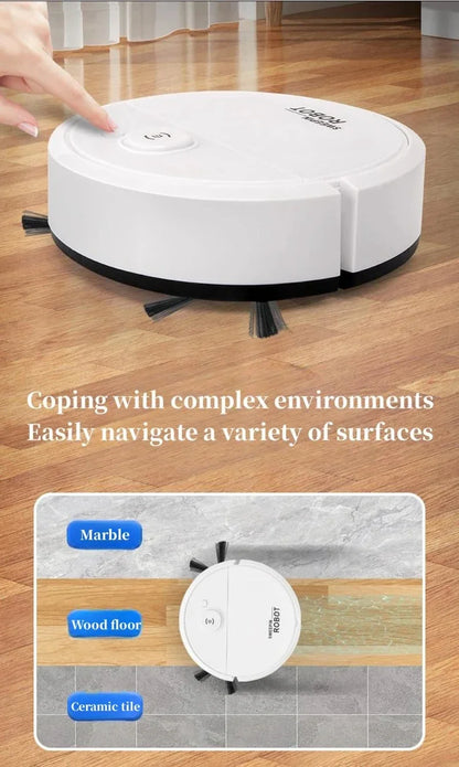 2026 3-in-1 Strong Suction Smart Sweeping Robot Rechargeable Washable Mop For Pet Hair Hard Floor Kitchen Room Sweeping Robot