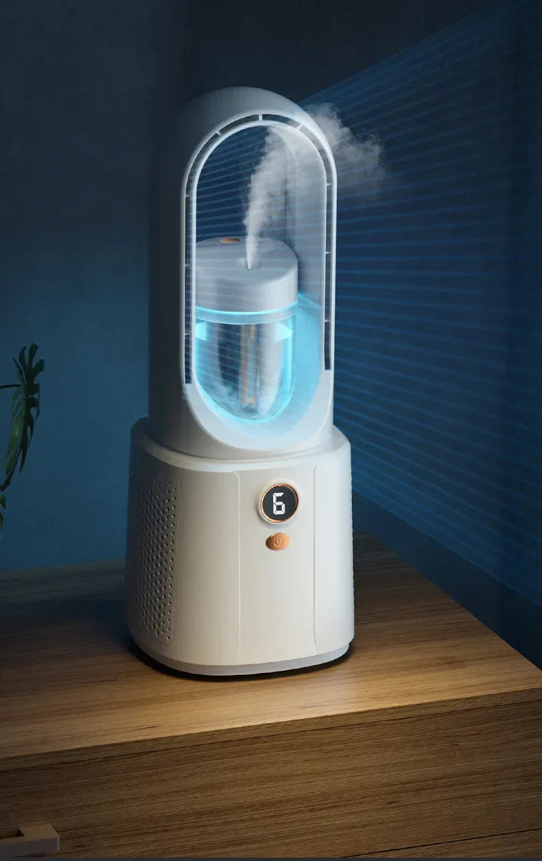 New Small Desk Top Charging Mute Fan, air Conditioner, Leafless Spray Small Household Cooling Fan