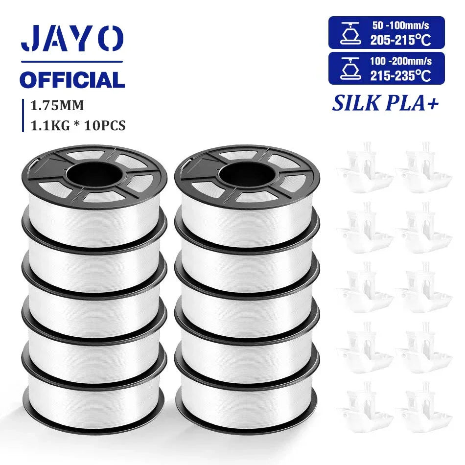JAYO 10Rolls SILK PLA+ 3D Filament 1.75mm SILK PLA Rainbow  Filament for FDM 3D Printer SILK Dual & Triple 3D Printing Materials